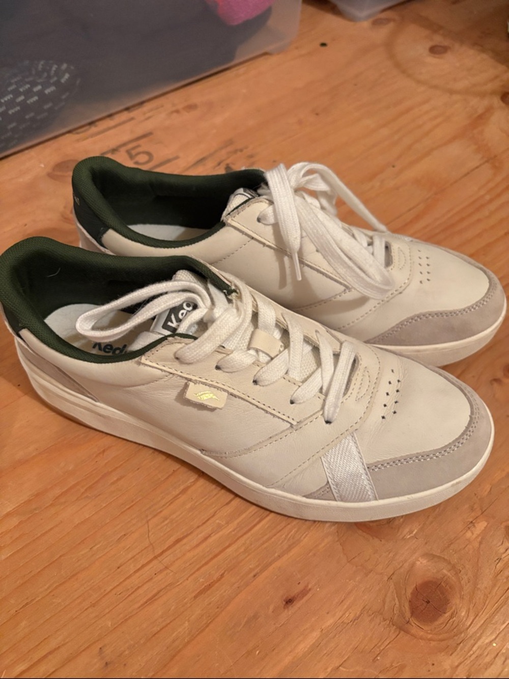 Ked’s Recreational Habits  Women’s White and Green Low-Top Sneakers